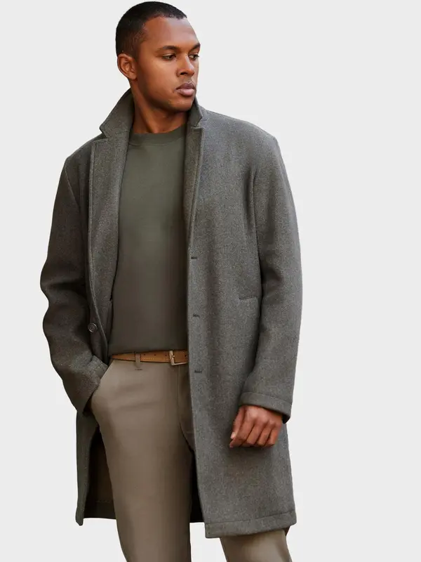 Ombre Ombre Men's lightweight single-breasted coat - graphite-khaki