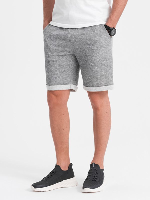Ombre Ombre Men's LOOSE FIT melange fabric shorts - gray