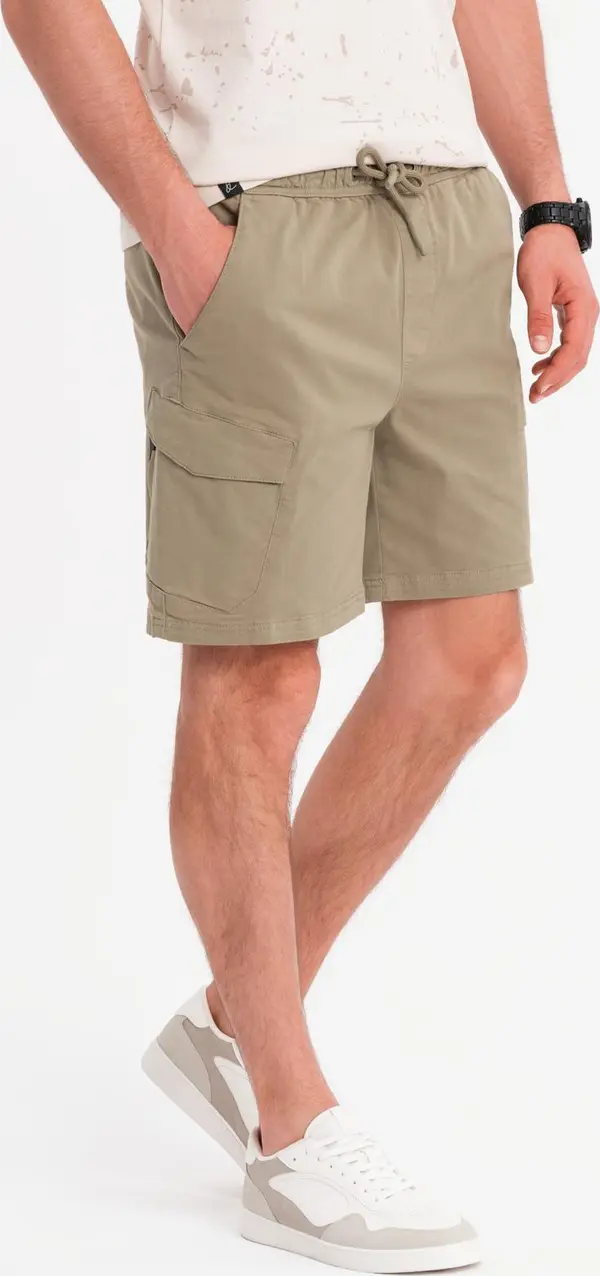 Ombre Ombre Men's loose-fit shorts with cargo pockets - light olive