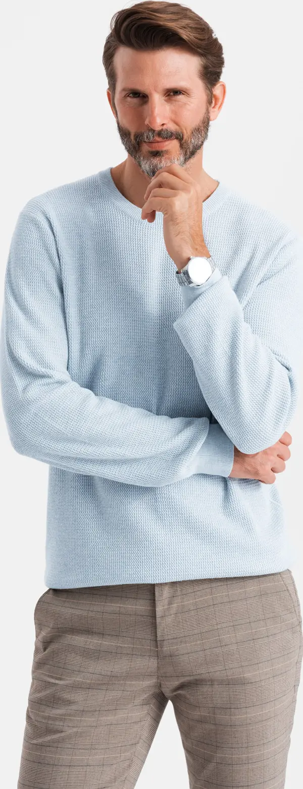 Ombre Ombre Men's mélange structured knit sweater - blue
