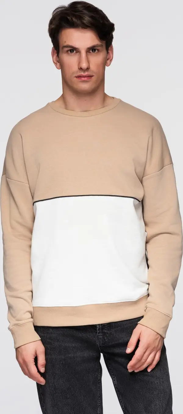 Ombre Ombre Men's OVERSIZE sweatshirt with contrasting color combination - beige