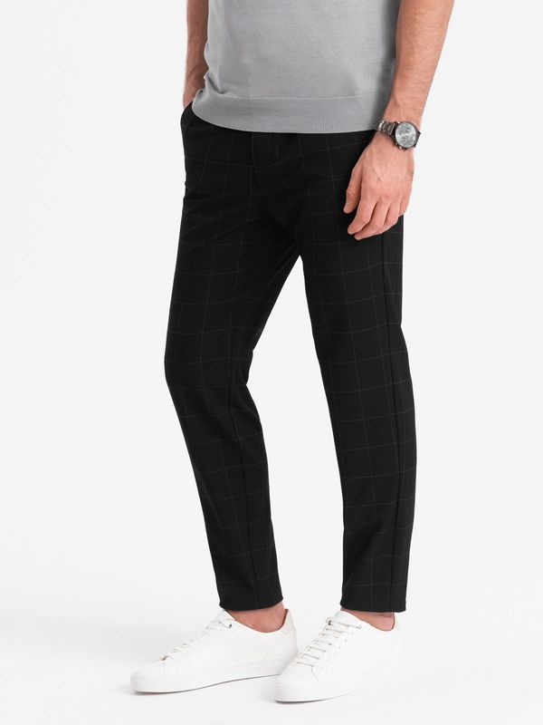 Ombre Ombre Men's pants with a classic cut in a delicate check - black