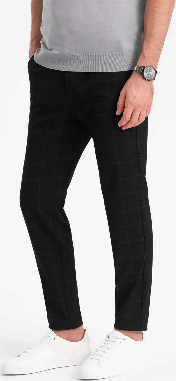 Ombre Ombre Men's pants with a classic cut in a delicate check - black
