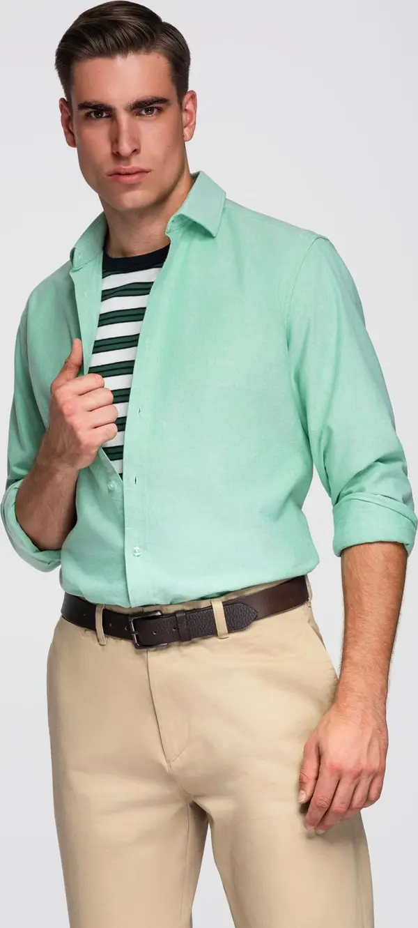 Ombre Ombre Men's pastel cotton oxford shirt - mint