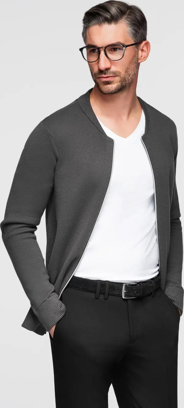 Ombre Ombre Men's plain zip sweater - graphite