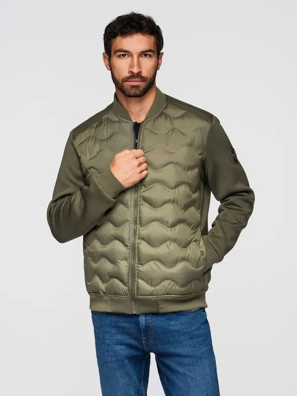 Ombre Ombre Men's quilted bomber jacket - dark olive green