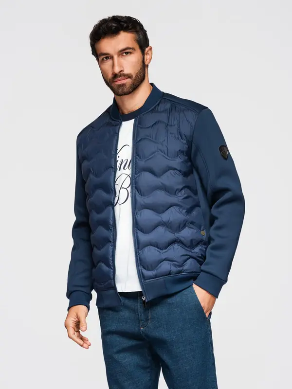Ombre Ombre Men's quilted bomber jacket - navy blue