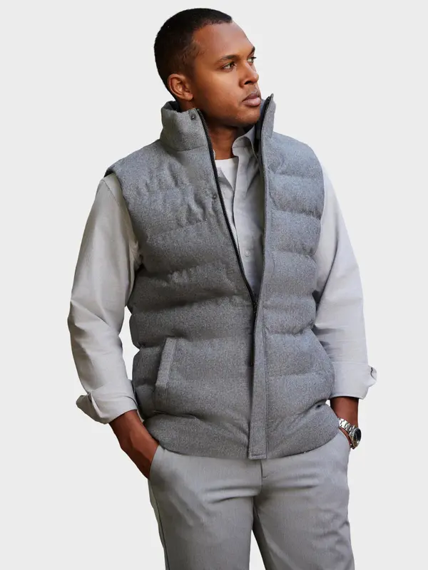 Ombre Ombre Men's quilted wool sleeveless jacket - grey melange