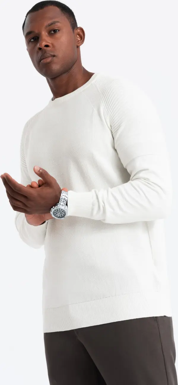 Ombre Ombre Men's raglan sweater with ribbed sleeves - white