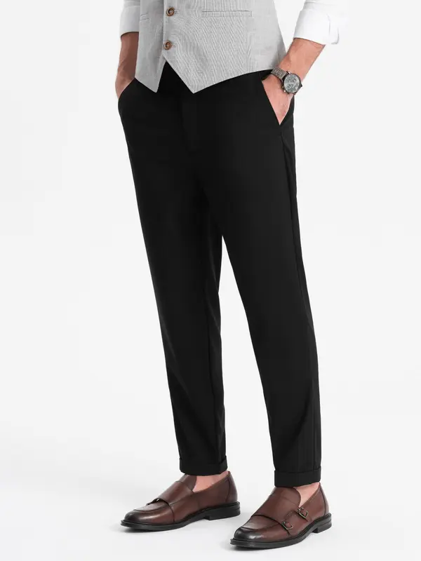 Ombre Ombre Men's REGULAR FIT chino pants with elastic waistband - black