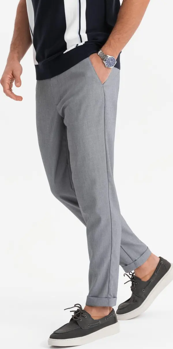 Ombre Ombre Men's REGULAR FIT chino pants with elastic waistband - gray