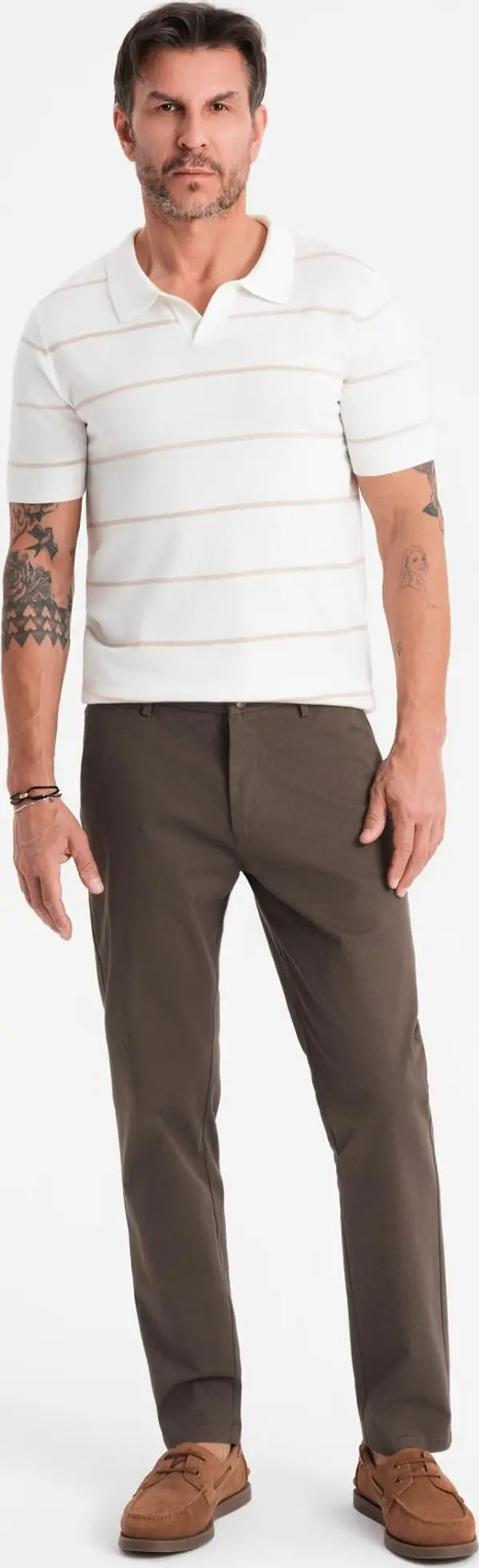 Ombre Ombre Men's REGULAR FIT chino pants with fine texture - brown