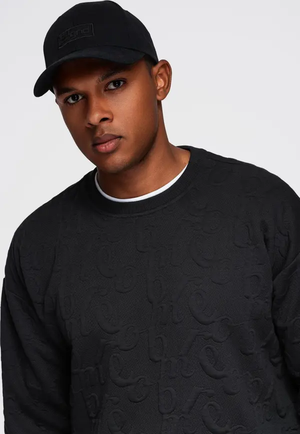 Ombre Ombre Men's RELAXED FIT sweatshirt with embossed letters - black