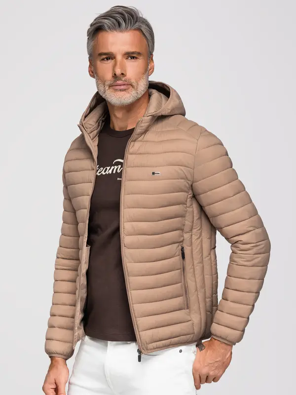 Ombre Ombre Men's satin-finish bomber jacket with contrasting ribbed cuffs - black