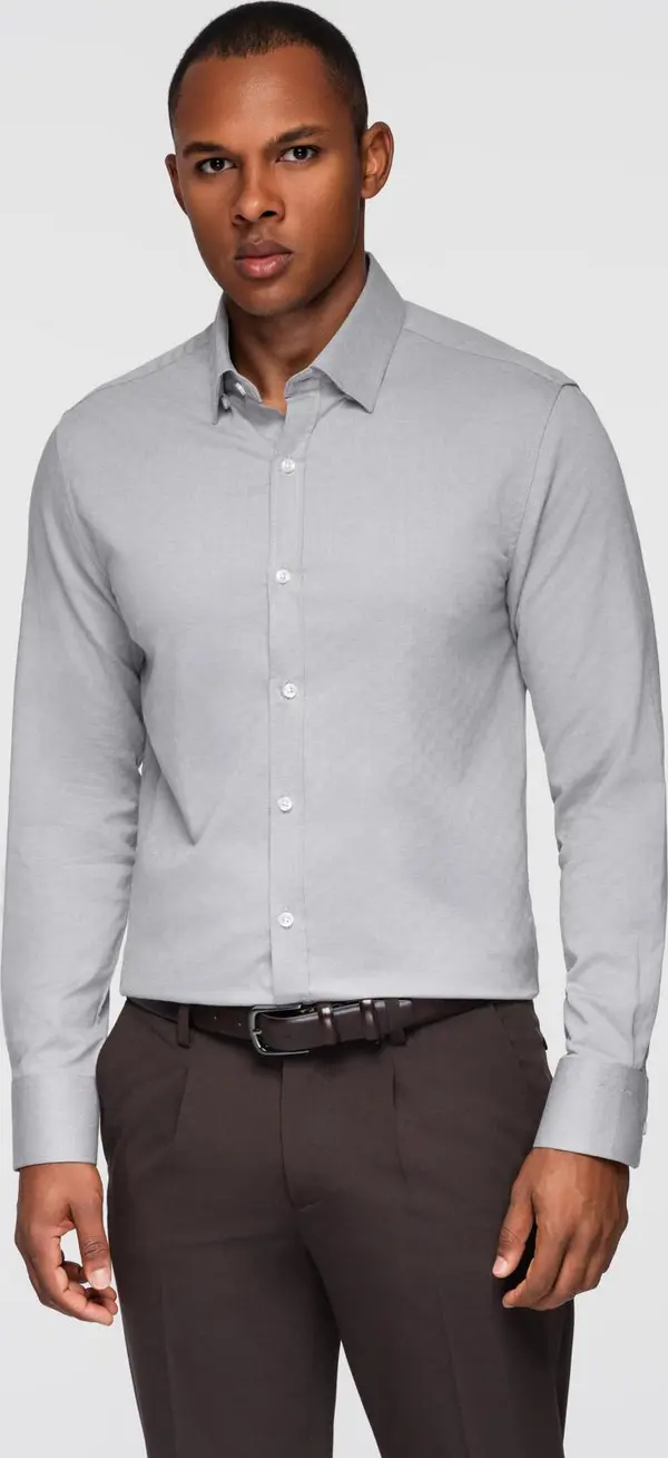 Ombre Ombre Men's SLIM FIT shirt in decorative fabric - gray