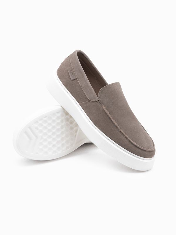 Ombre Ombre Men's slip on half shoes on thick sole - dark beige