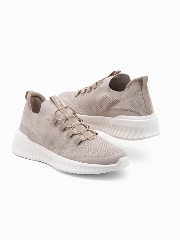 Ombre Ombre Men's slip-on sneaker shoes made of lightweight materials - beige