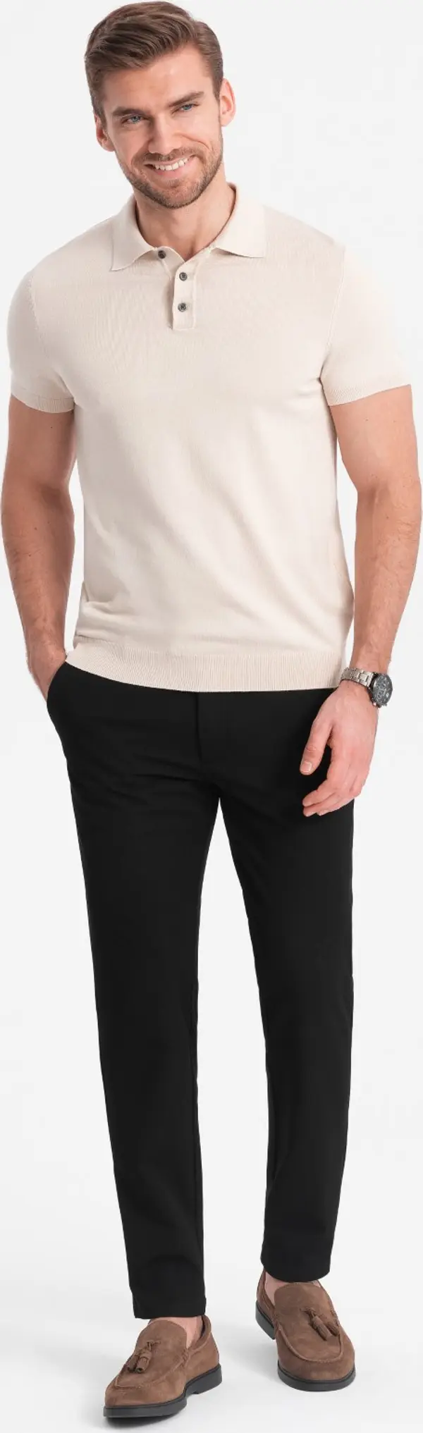 Ombre Ombre Men's smart chino pants SLIM FIT - black