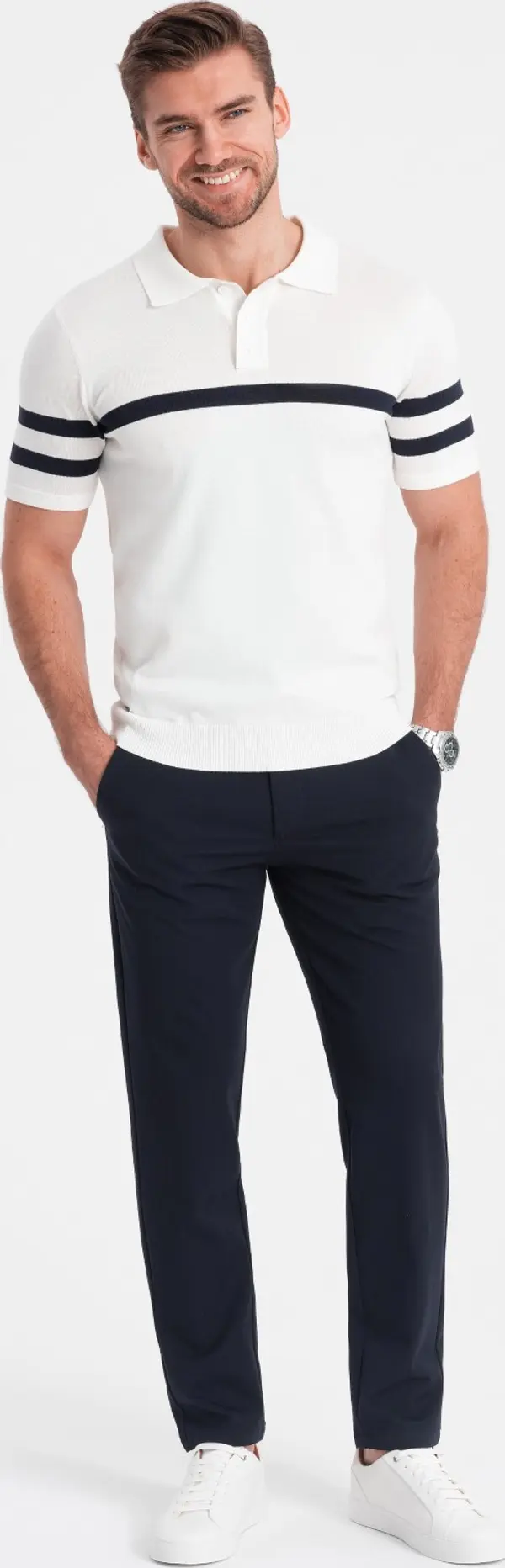 Ombre Ombre Men's smart chino SLIM FIT pants - navy blue