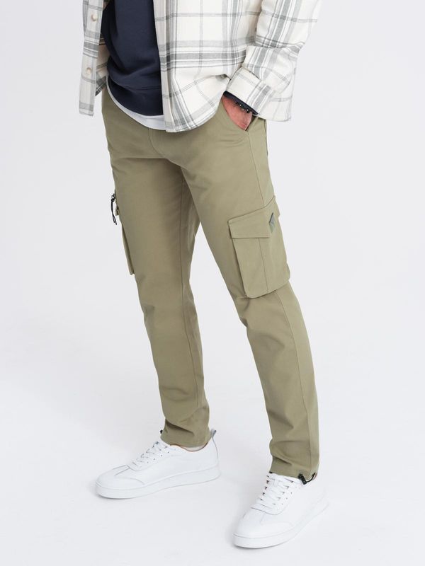 Ombre Ombre Men's STRAIGHT LEG cargo pants with triangle pocket pin - olive