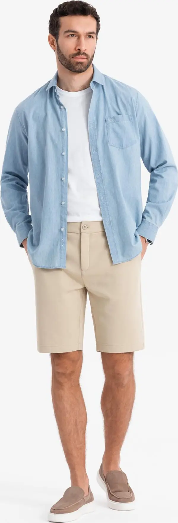 Ombre Ombre Men's structural knit SLIM FIT shorts - sand