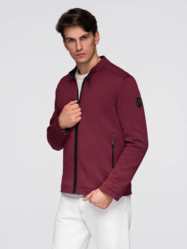 Ombre Ombre Men's structured fabric biker jacket