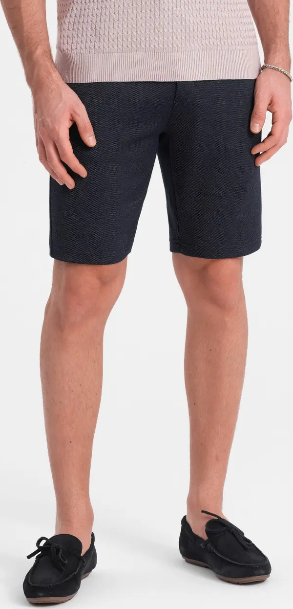 Ombre Ombre Men's structured knit shorts with chino pockets - navy blue