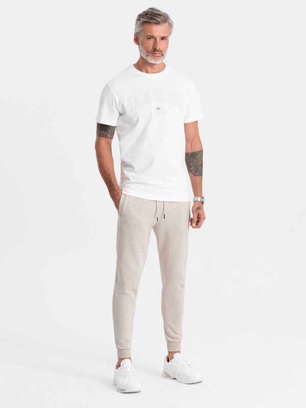 Ombre Ombre Men's sweatpants in pleasant knit fabric - cream melange