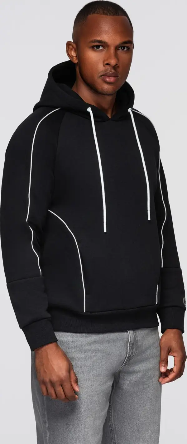Ombre Ombre Men's sweatshirt with contrast stitching and hood - black