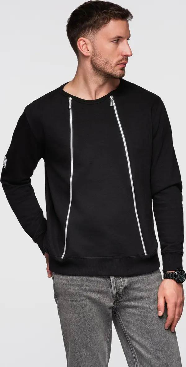 Ombre Ombre Men's sweatshirt with decorative front zips - black