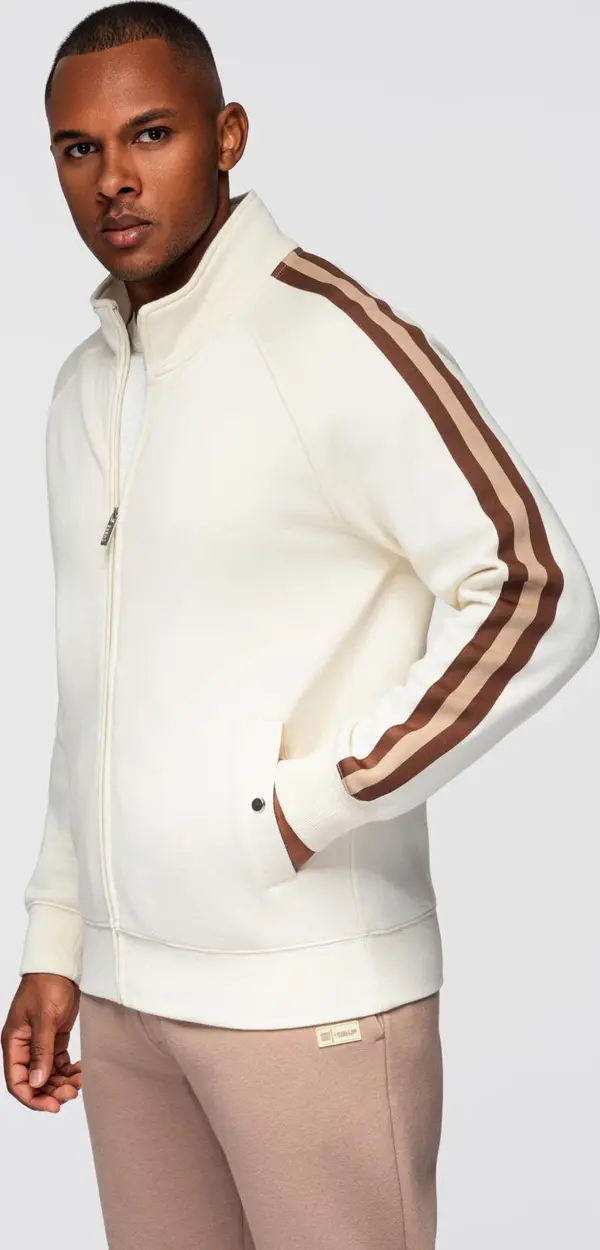 Ombre Ombre Men's sweatshirt with high collar and stripes - cream