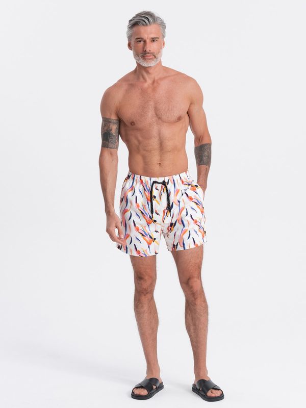 Ombre Ombre Men's swim shorts in colorful print - white