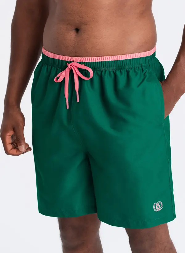 Ombre Ombre Men's two-tone ribbed swim shorts - dark green