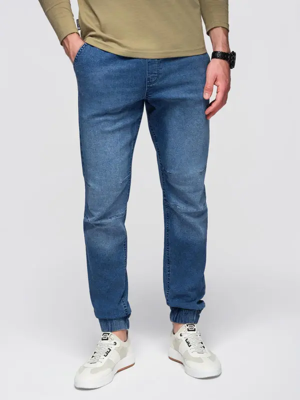 Ombre Ombre Men's wash-effect denim JOGGERS pants - blue