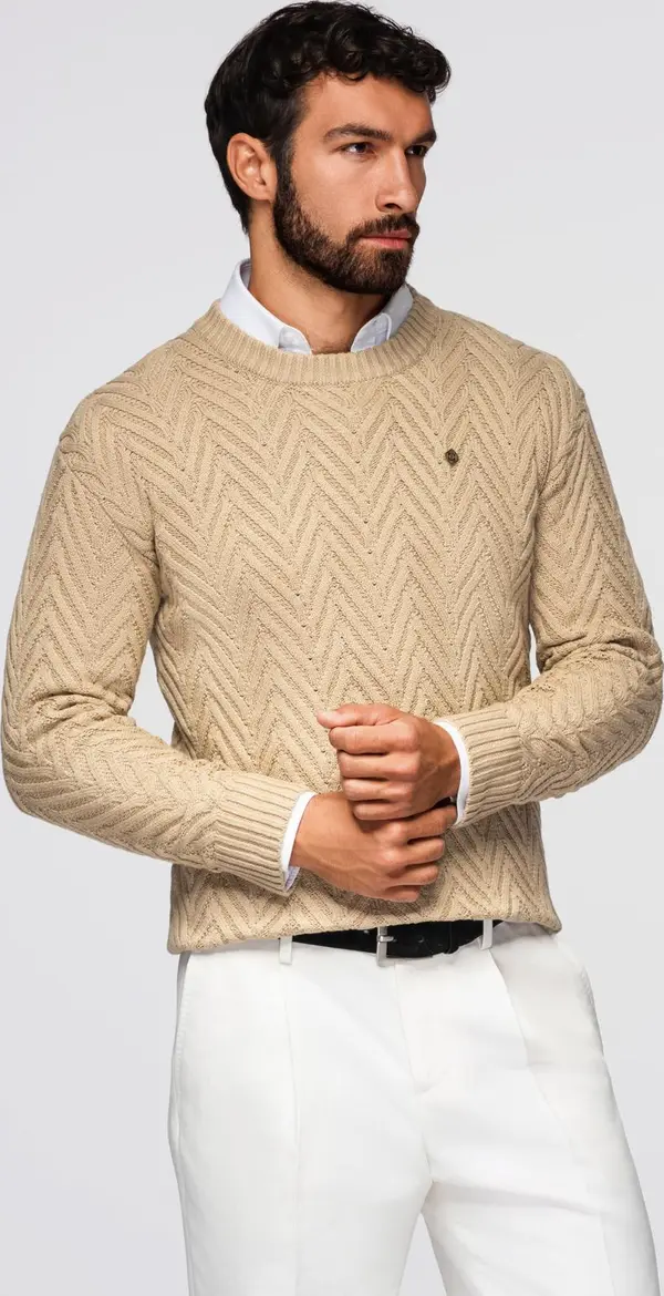 Ombre Ombre Men's zigzag knit sweater - sand