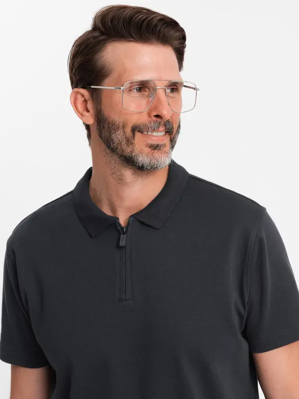 Ombre Ombre Men's zippered collar polo shirt - black