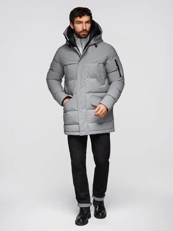 Ombre Ombre Outdoor long men's parka jacket - gray