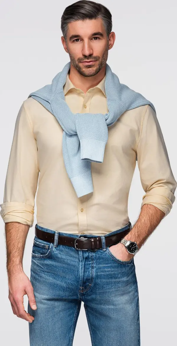 Ombre Ombre Pastel cotton men's oxford shirt - bright yellow