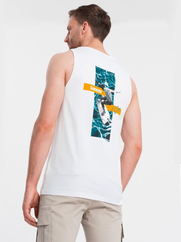 Ombre Ombre Summer Vibe printed men&#039;s cotton tank top - white
