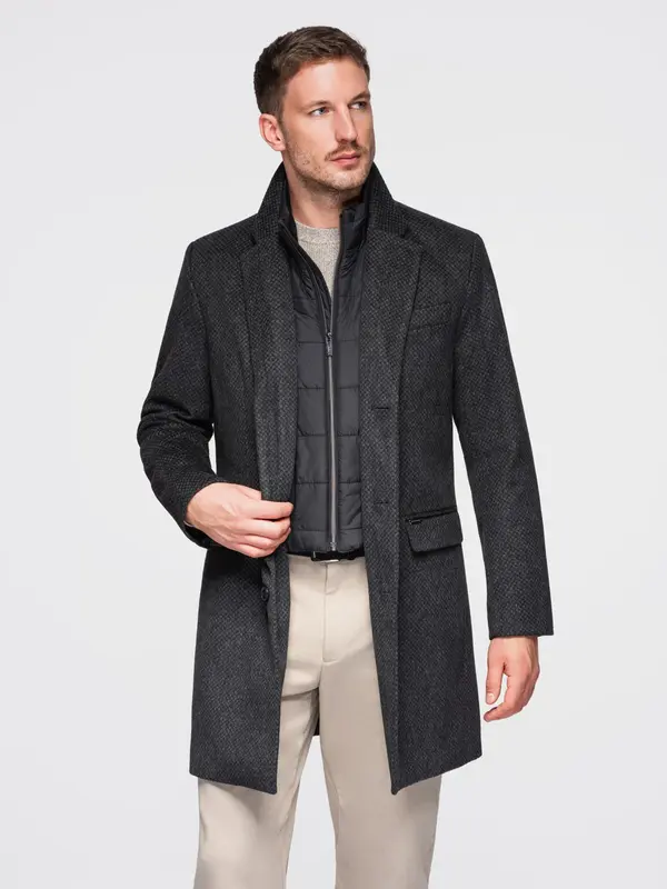 Ombre Ombre Unbuttoned men's wool blend coat - graphite