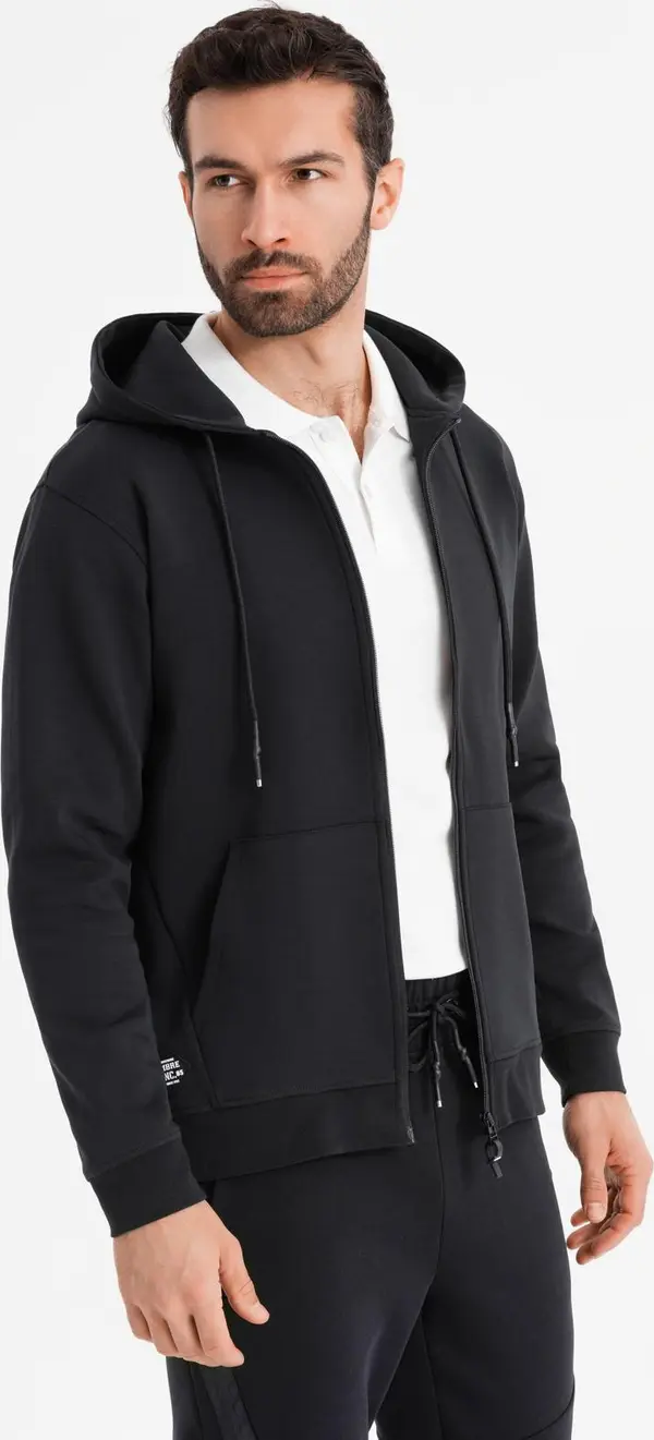 Ombre Ombre Unzipped hoodie sweatshirt in streetwear style - black