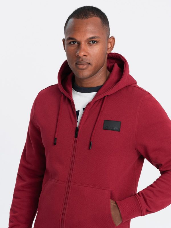 Ombre Ombre Unzipped men's sweatshirt with hood and patch - red