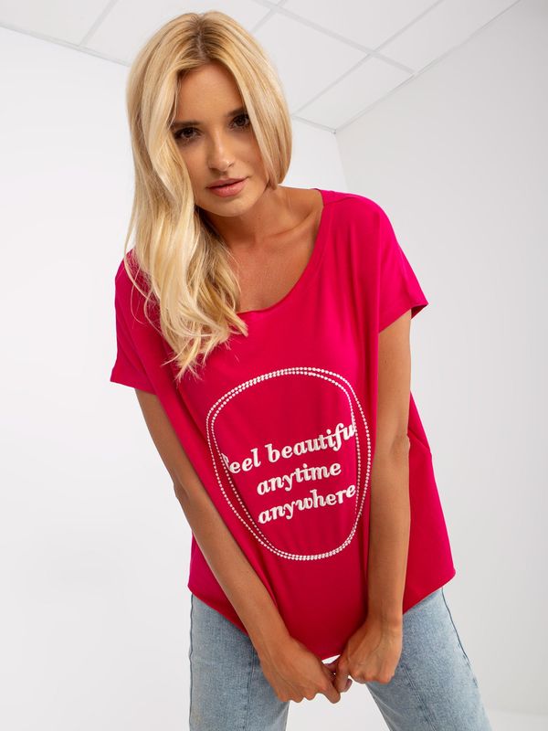 Fashionhunters One-size loose fuchsia blouse with embroidery