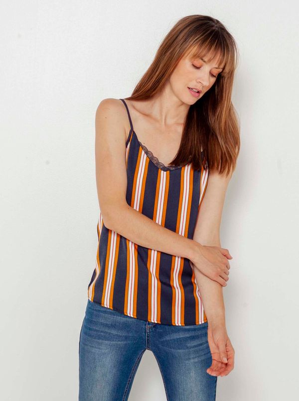 CAMAIEU Orange-blue striped tank top CAMAIEU