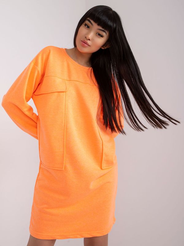 Fashionhunters Orange dress with Carrara pockets