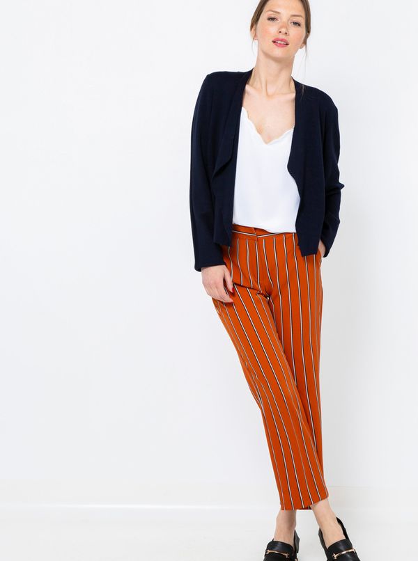 CAMAIEU Orange Shortened Striped Trousers CAMAIEU - Women