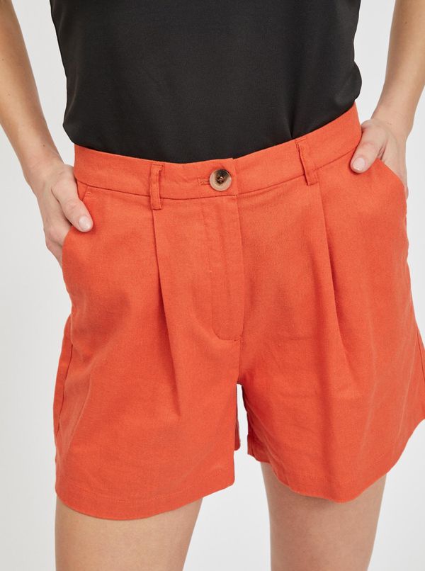Vila Orange shorts with linen VILA Alina - Women