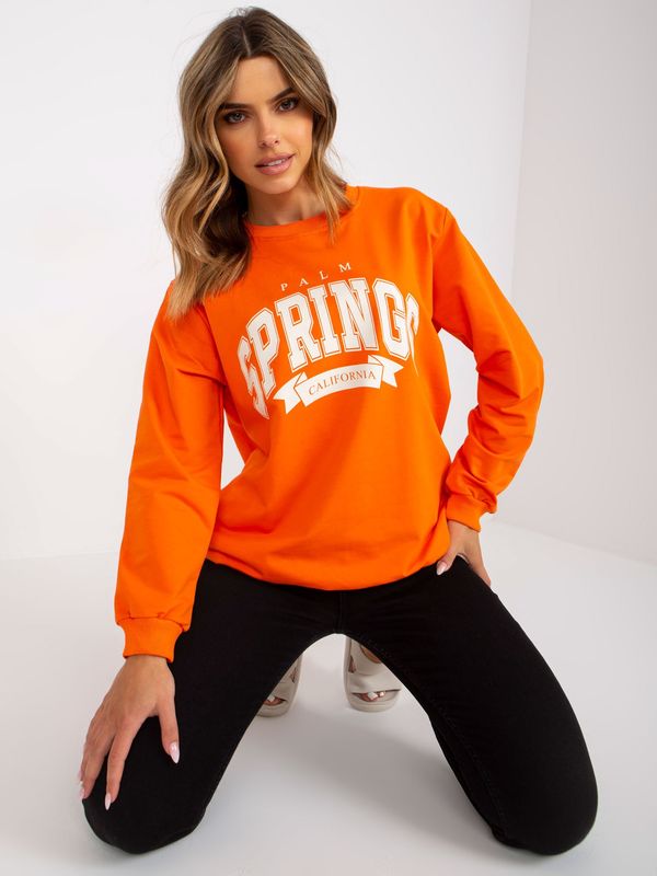 Fashionhunters Orange-white hoodie with print