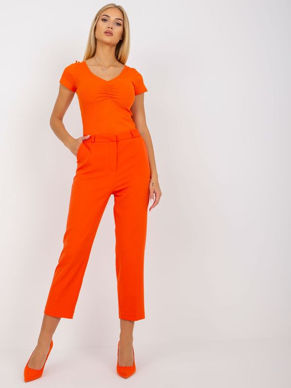 Fashionhunters Оранжев елегантен панталон за пури RUE PARIS