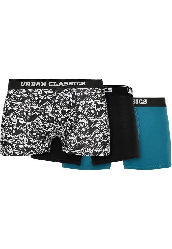 Urban Classics Organic Boxer Shorts 3-Pack Detail AOP/Black/Jasper
